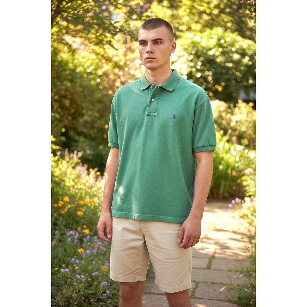 Polo Ralph Lauren Polo Shirt Mens XXL Green Purple Pony Short Sleeve